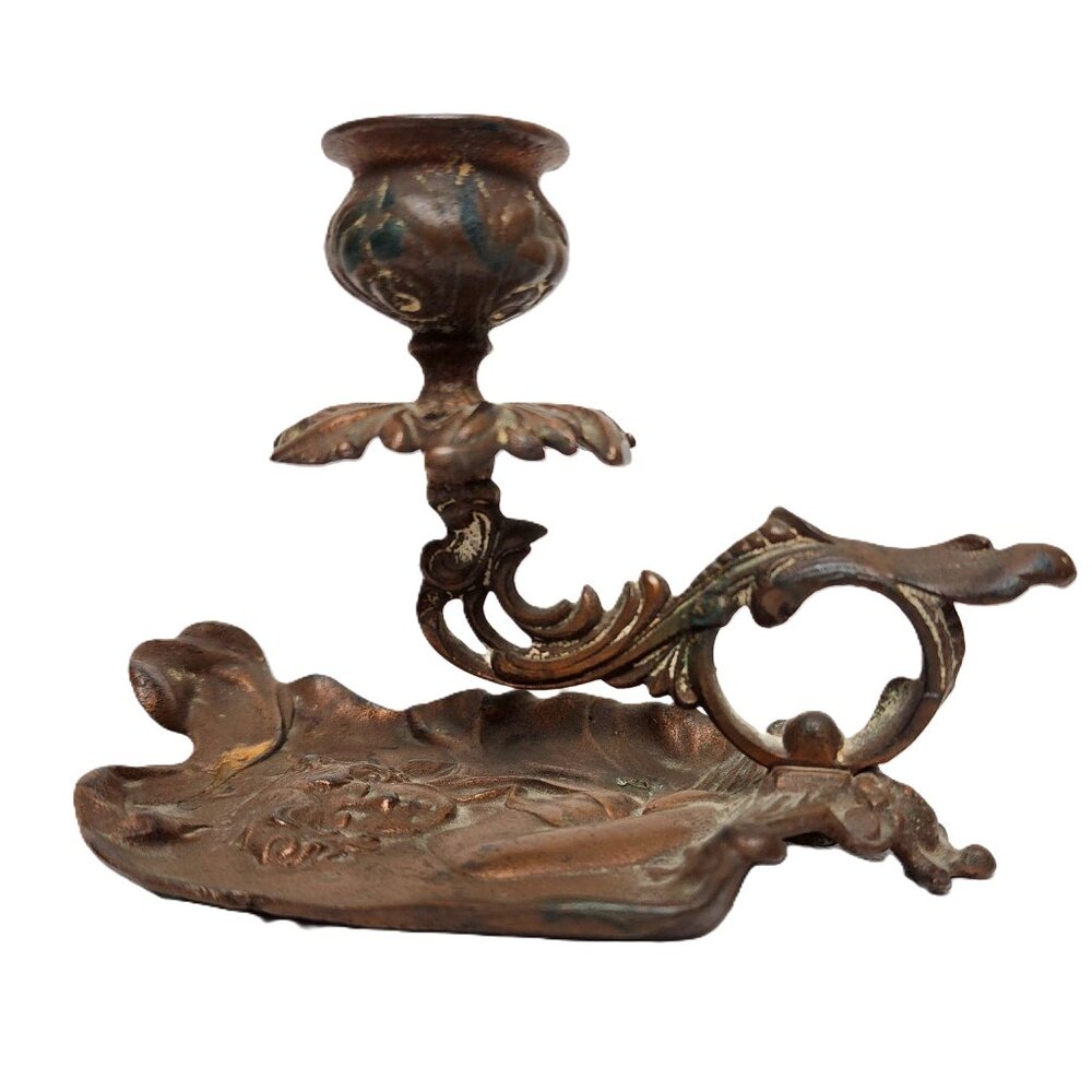 Antique ArtNouveau Figural Lady Bronze Chamber Candle Stick Late19thCentury - Picture 6 of 8